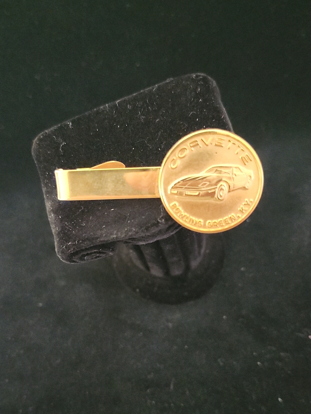 Vintage Corvette Gold-Tone Tie Clip - Bowling Green, KY Commemorative Emblem